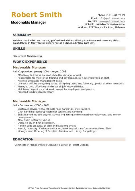 McDonalds Manager Job Description, Key Duties and .